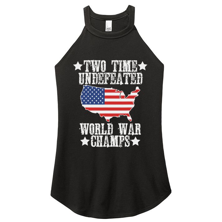 Undefeated Two 2 Time World War Champs Champions Usa Women's Perfect Tri Rocker Tank