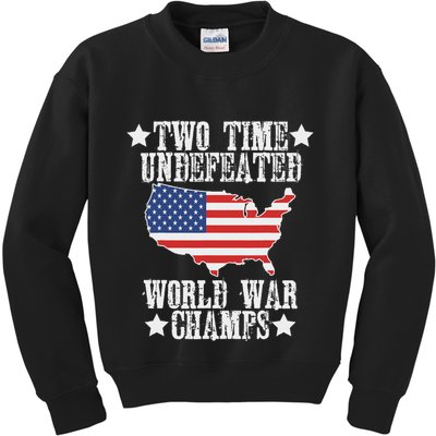 Undefeated Two 2 Time World War Champs Champions Usa Kids Sweatshirt