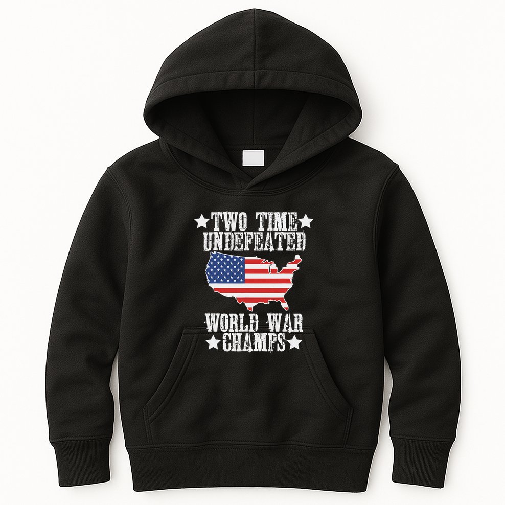 Undefeated Two 2 Time World War Champs Champions Usa Kids Hoodie