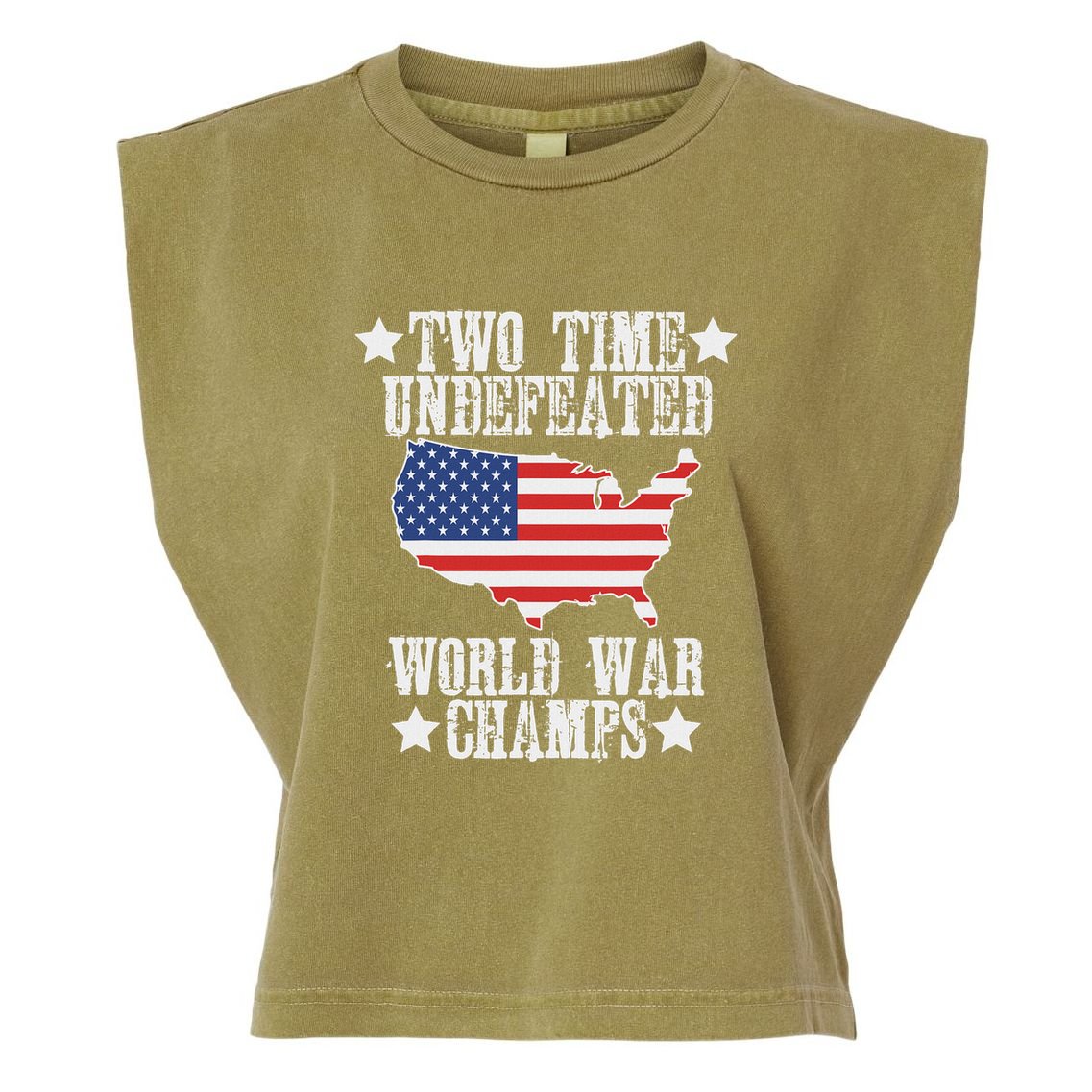 Undefeated Two 2 Time World War Champs Champions Usa Garment-Dyed Women's Muscle Tee