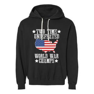 Undefeated Two 2 Time World War Champs Champions USA Garment-Dyed Fleece Hoodie