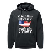 Undefeated Two 2 Time World War Champs Champions USA Performance Fleece Hoodie