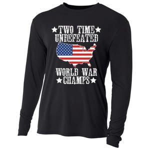 Undefeated Two 2 Time World War Champs Champions USA Cooling Performance Long Sleeve Crew