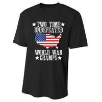 Undefeated Two 2 Time World War Champs Champions USA Performance Sprint T-Shirt