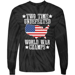 Undefeated Two 2 Time World War Champs Champions USA Tie-Dye Long Sleeve Shirt