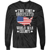 Undefeated Two 2 Time World War Champs Champions USA Tie-Dye Long Sleeve Shirt