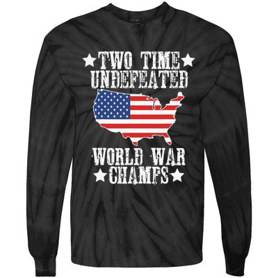 Undefeated Two 2 Time World War Champs Champions USA Tie-Dye Long Sleeve Shirt