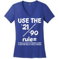 Use The 21/90 Rule= It Takes 21 Days To Create A Habit Gift Women's V-Neck T-Shirt