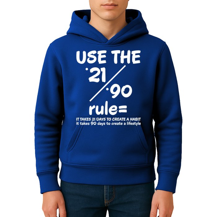 Use The 21/90 Rule= It Takes 21 Days To Create A Habit Gift Kids Hoodie
