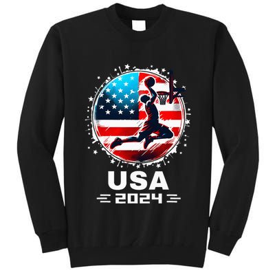 Usa Team 2024 United States American Flag Basketball Usa Tall Sweatshirt