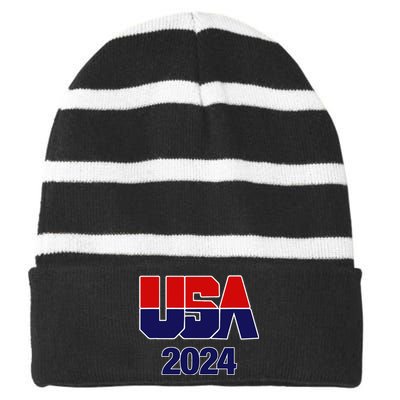 Usa Team 2024 Souvenir American Sports Striped Beanie with Solid Band