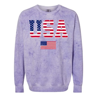 Usa Team 2024 United States American Flag Sport Usa 2024 Colorblast Crewneck Sweatshirt