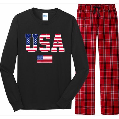 Usa Team 2024 United States American Flag Sport Usa 2024 Long Sleeve Pajama Set