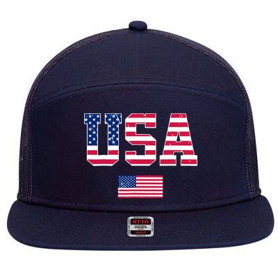 Usa Team 2024 United States American Flag Sport Usa 2024 7 Panel Mesh Trucker Snapback Hat