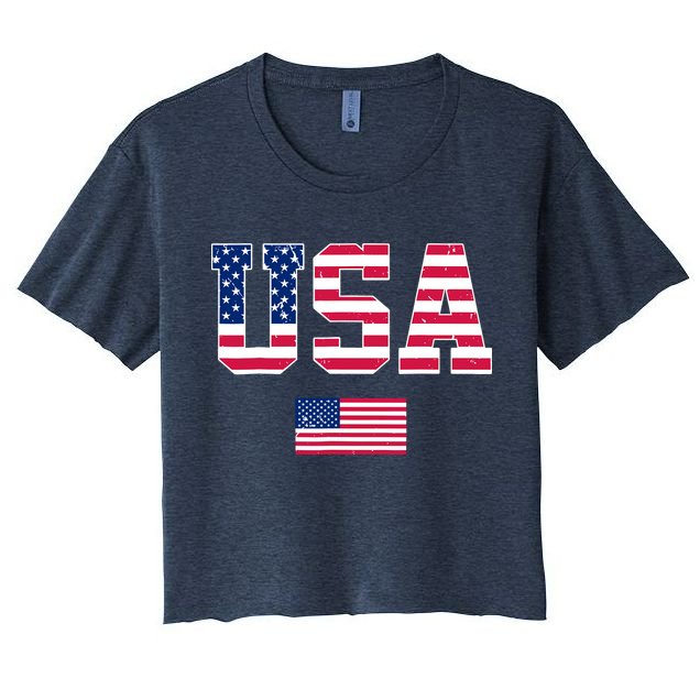 Usa Team 2024 United States American Flag Sport Usa 2024 Women's Crop Top Tee