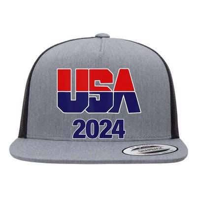 Usa Team 2024 Souvenir American Sports Flat Bill Trucker Hat