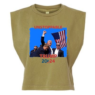 Unstoppable Trump 2024 Donald Trump Survived Shooter Garment-Dyed Women's Muscle Tee