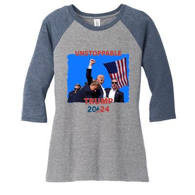 Unstoppable Trump 2024 Donald Trump Survived Shooter Women's Tri-Blend 3/4-Sleeve Raglan Shirt