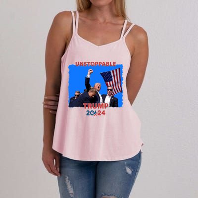 Unstoppable Trump 2024 Donald Trump Survived Shooter Women's Strappy Tank