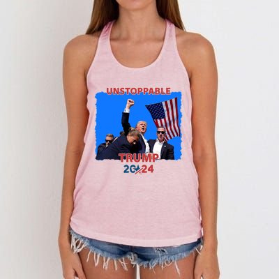 Unstoppable Trump 2024 Donald Trump Survived Shooter Women's Knotted Racerback Tank