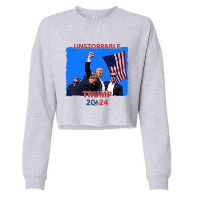 Unstoppable Trump 2024 Donald Trump Survived Shooter Cropped Pullover Crew