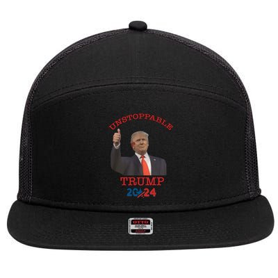 Unstoppable Trump 2024 Donald Trump Survived Shooter 7 Panel Mesh Trucker Snapback Hat