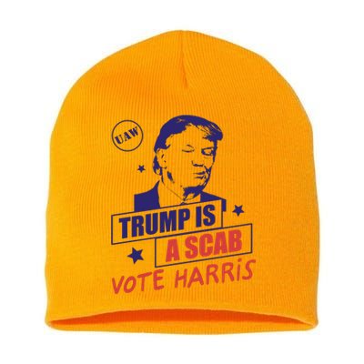 Uaw Trump A Scab Vote Harris Short Acrylic Beanie