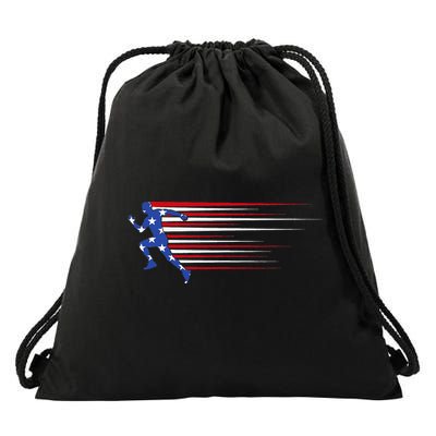 USA Track and field team American flag US Drawstring Bag