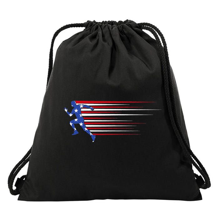 USA Track and field team American flag US Drawstring Bag