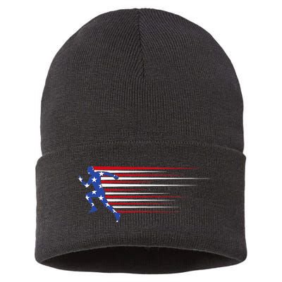 USA Track and field team American flag US Sustainable Knit Beanie