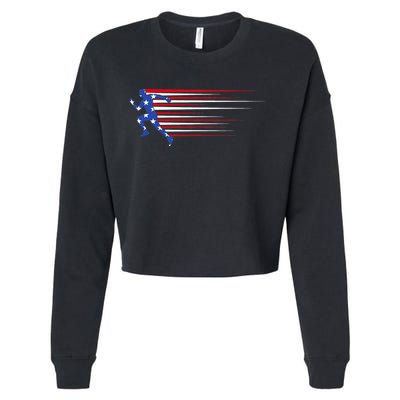 USA Track and field team American flag US Cropped Pullover Crew