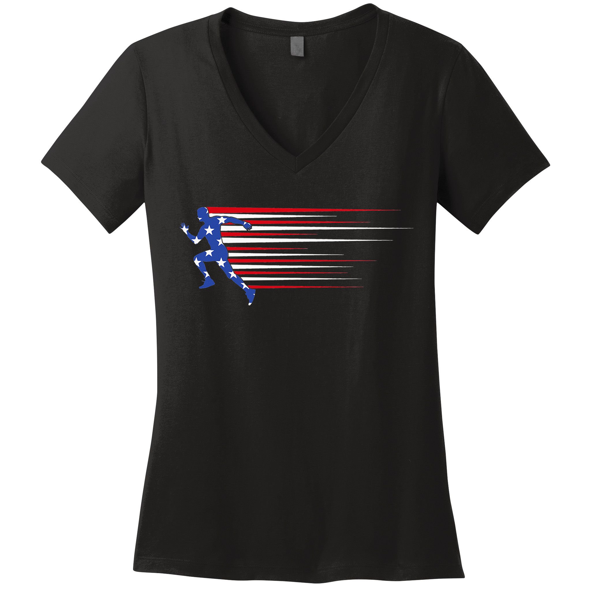 USA Track and field team American flag US Women's V-Neck T-Shirt