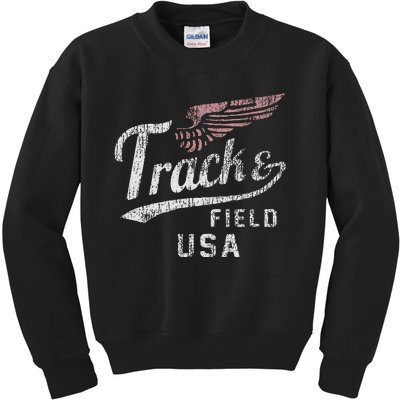 Usa Track And Field Faded Jersey Kids Sweatshirt