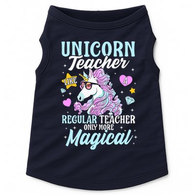 Unicorn Teacher Back To School Cute Magic Teacher Doggie Tank