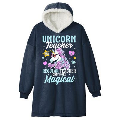 Unicorn Teacher Back To School Cute Magic Teacher Hooded Wearable Blanket