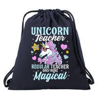 Unicorn Teacher Back To School Cute Magic Teacher Drawstring Bag