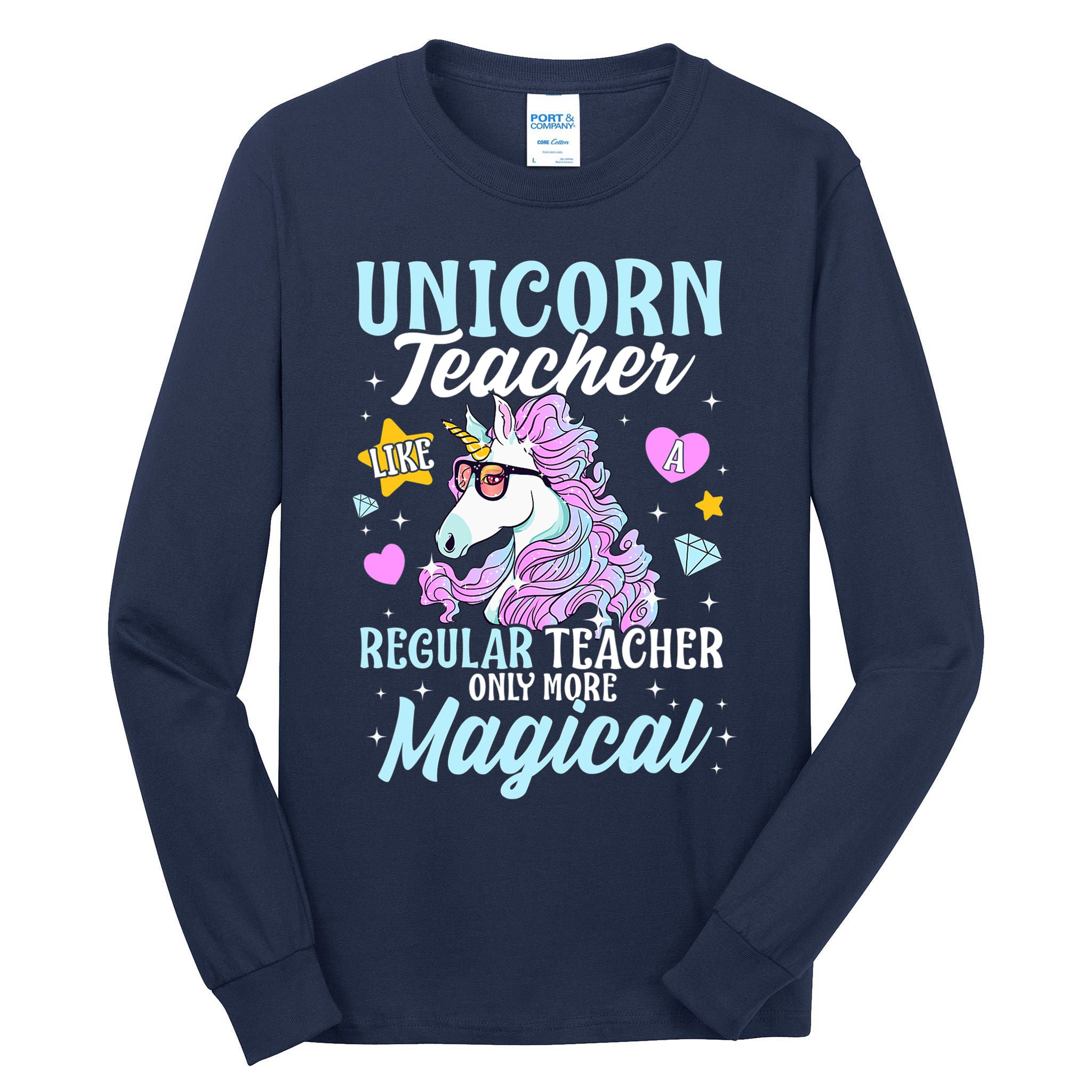 Unicorn Teacher Back To School Cute Magic Teacher Tall Long Sleeve T-Shirt