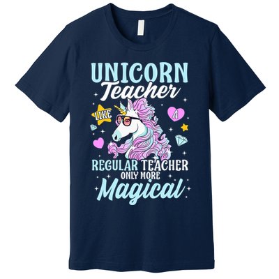 Unicorn Teacher Back To School Cute Magic Teacher Premium T-Shirt