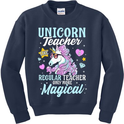 Unicorn Teacher Back To School Cute Magic Teacher Kids Sweatshirt