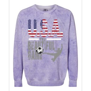 Usa The Beautiful Game Football Soccer America Player Top Cute Gift Colorblast Crewneck Sweatshirt