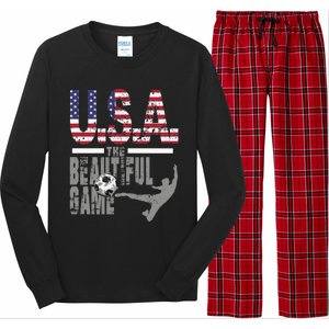 Usa The Beautiful Game Football Soccer America Player Top Cute Gift Long Sleeve Pajama Set