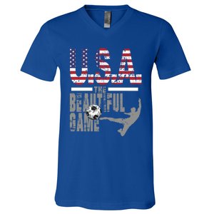 Usa The Beautiful Game Football Soccer America Player Top Cute Gift V-Neck T-Shirt