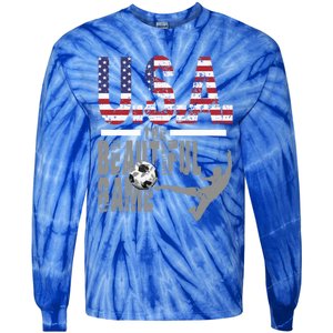 Usa The Beautiful Game Football Soccer America Player Top Cute Gift Tie-Dye Long Sleeve Shirt