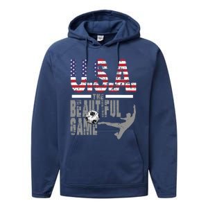 Usa The Beautiful Game Football Soccer America Player Top Cute Gift Performance Fleece Hoodie