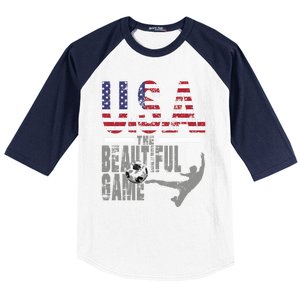 Usa The Beautiful Game Football Soccer America Player Top Cute Gift Baseball Sleeve Shirt