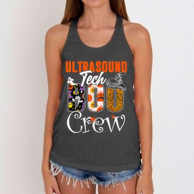 Ultrasound Tech Boo Crew Leopard Funny Halloween Costume Women's Knotted Racerback Tank