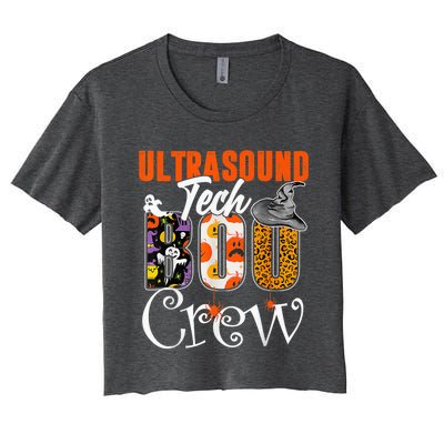 Ultrasound Tech Boo Crew Leopard Funny Halloween Costume Women's Crop Top Tee