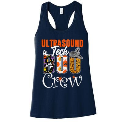 Ultrasound Tech Boo Crew Leopard Funny Halloween Costume Women's Racerback Tank