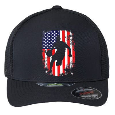 USA Team Basketball 2021 Supporter American Patriotic Flag Flexfit Unipanel Trucker Cap