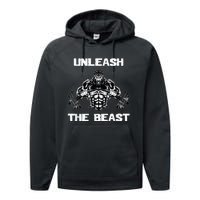 Unleash The Beast Gorilla Body Building Motivation Gift Performance Fleece Hoodie